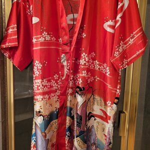 Vintage SILK Golden Dragon chinese robe NO SASH